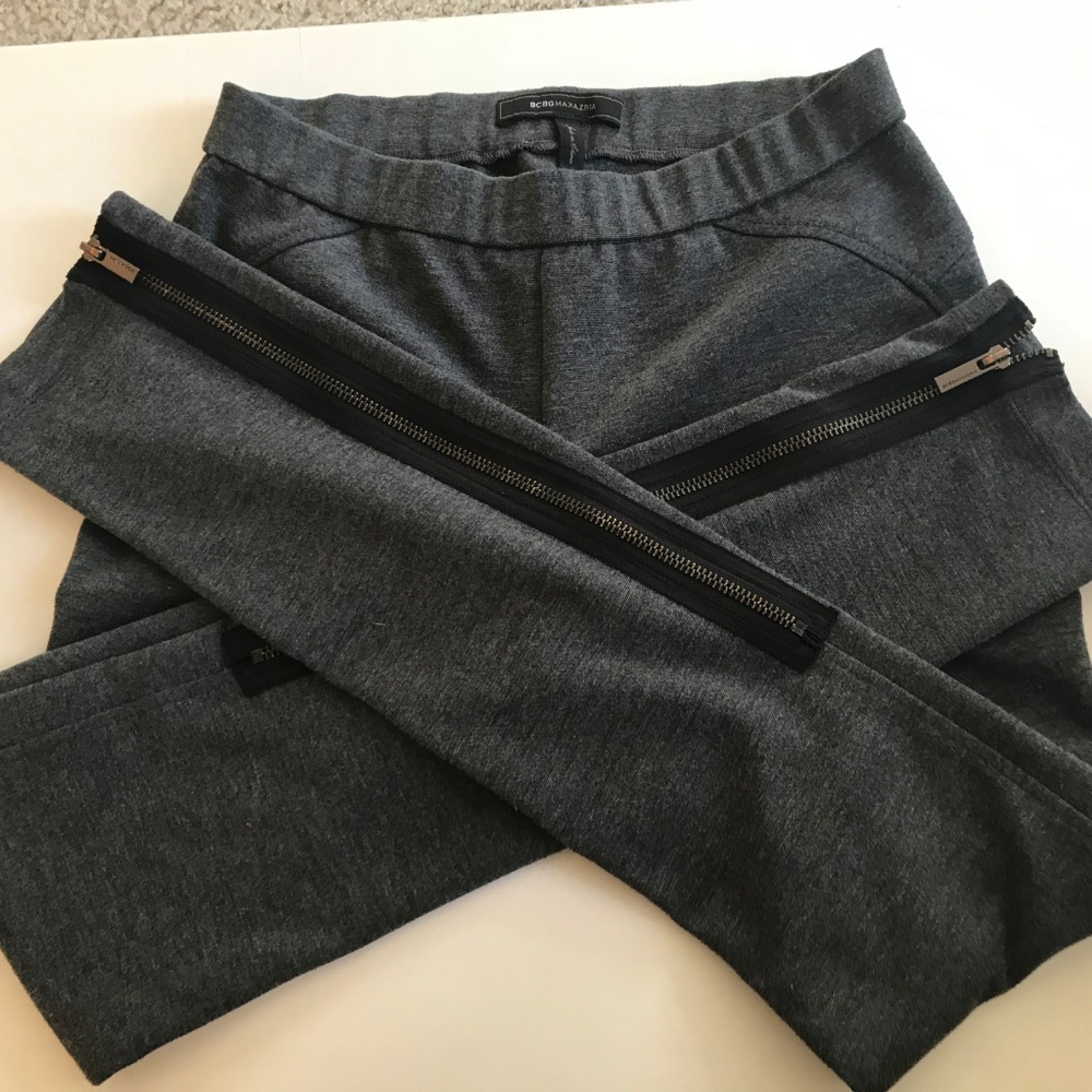BCBG Charcoal Moto Leggings w/ Zippers sz S - Picture 2 of 8